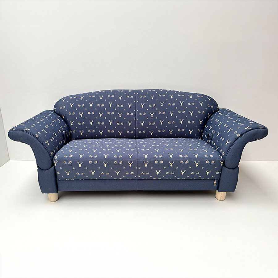 Sofa Davos 440-25, 2,5-Sitzer, 192 cm, 2 mal abklappbar, Fichte, TS-3003 Hirsch blau 3017 Uni