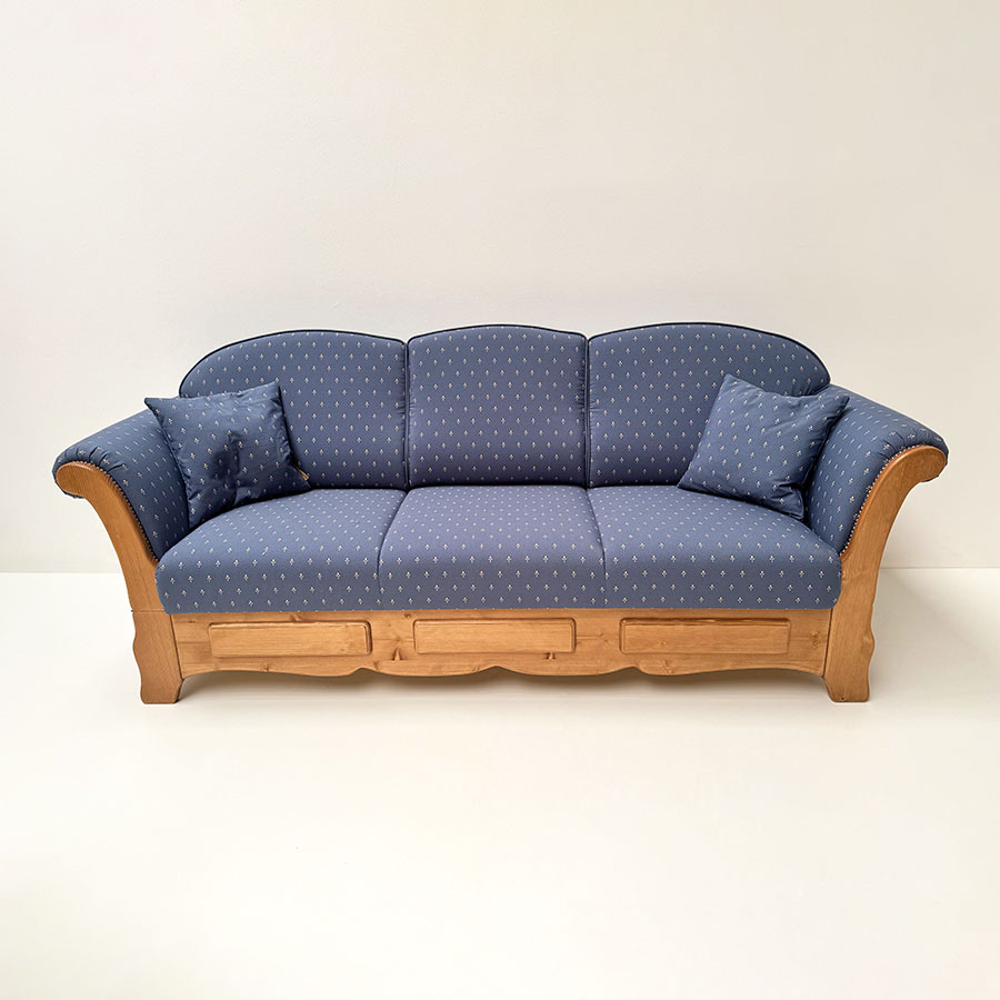 Sofa Liege Sterzing 3-Sitzer, 215 cm, 1 Lehne abklappbar, Antik Dunkel (Kleur 2), Kundl blau