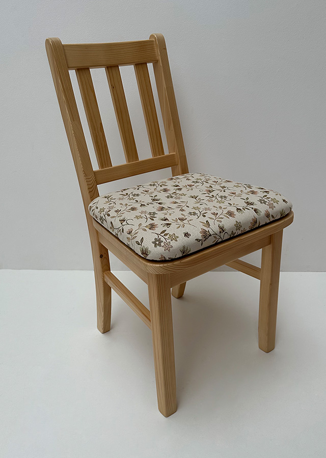 Sprossenstuhl Nürnberg Brühl mit 3 Langsprossen, Fichte massiv, Polsterplatte, Stoff Mülheim beige