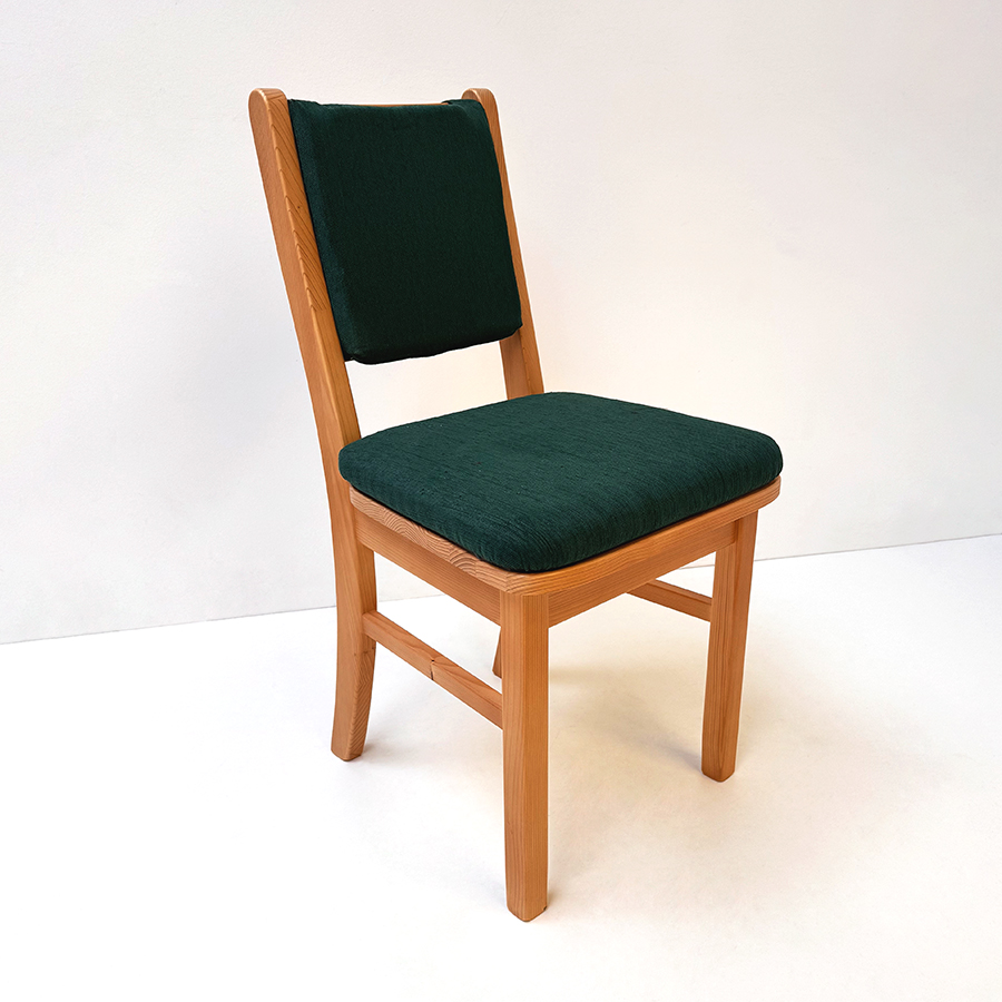 Sprossenstuhl Nürnberg 3 Sprossen, Fichte, Rosner gebeizt u. lackiert, Polsterplatte, Rückenkissen