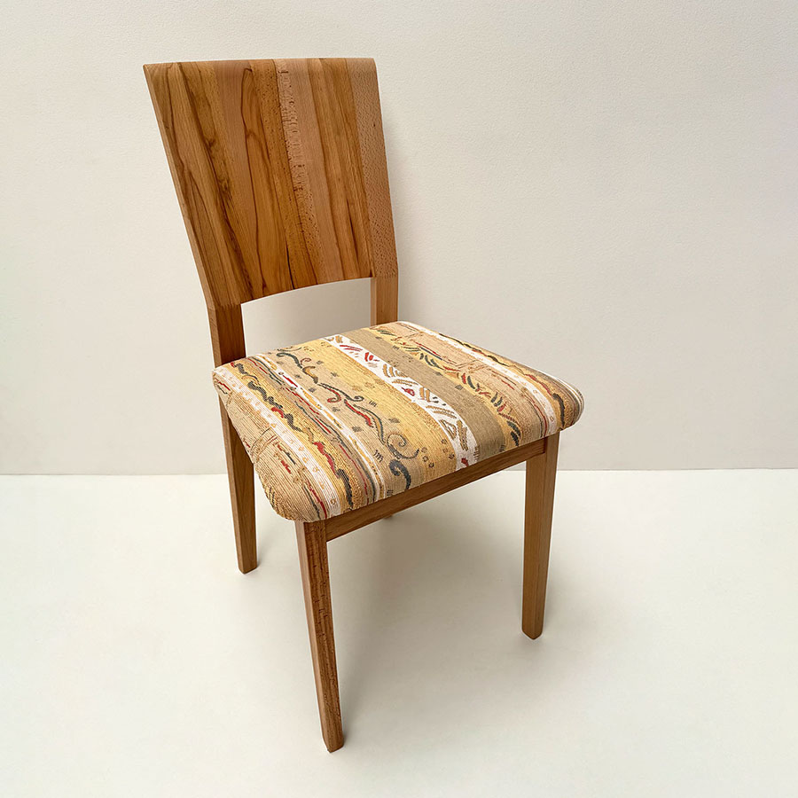 Abverkauf, Sonderposten, Esszimmerstuhl OLIVA, Kernbuche, Sitz Polsterplatte, Stoff Pocking beige