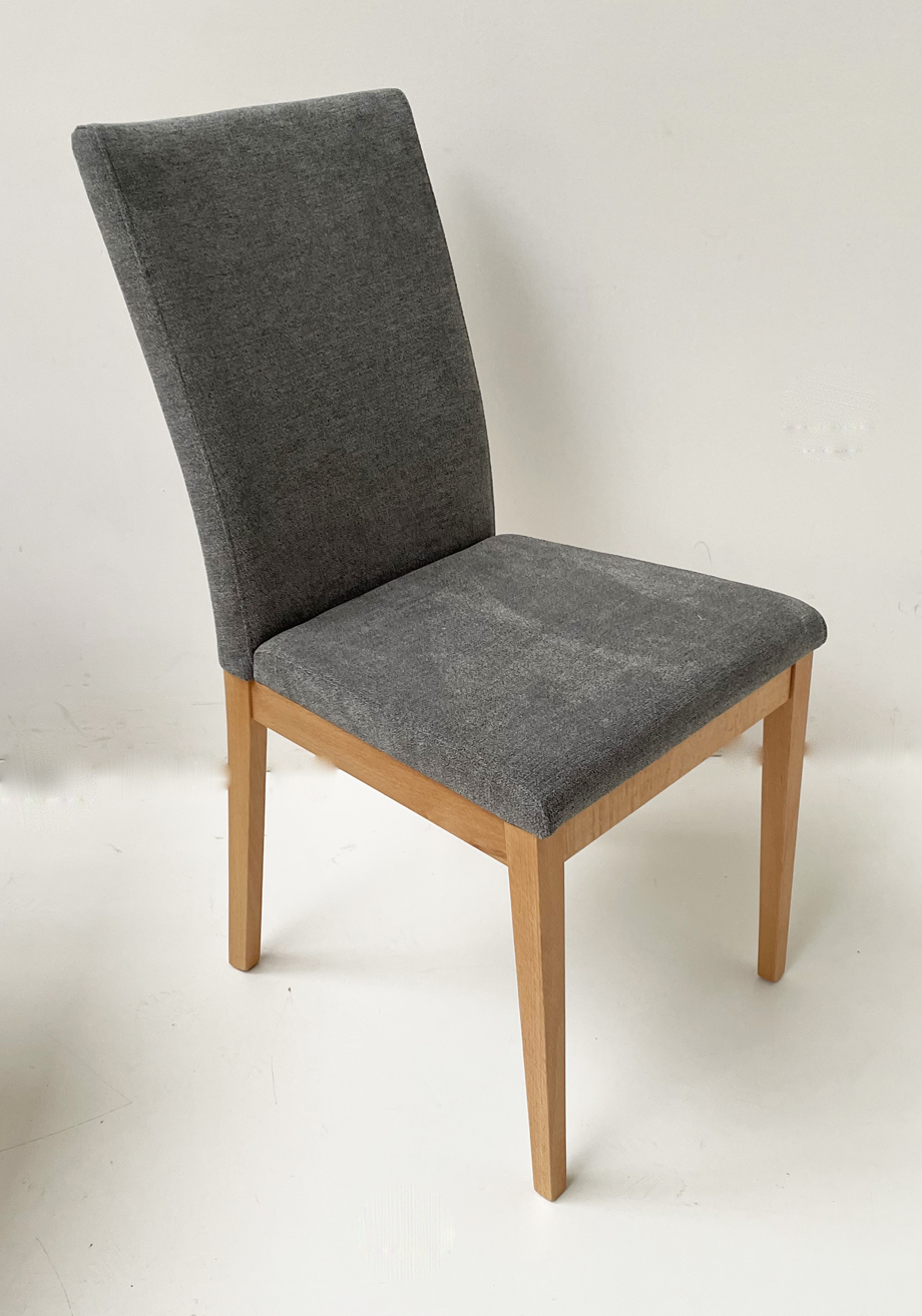 Stuhl, Vollpolster Stuhl Roberto, Buche,  Mercury grau 118, verschiedene Stoffe