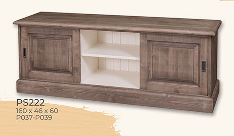 TV-Kommode, 2 Türen, 1 Phonofach, Kiefer massiv zweifarbig