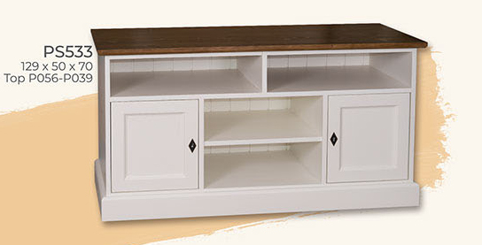 TV-Kommode, 2 Türen, 4 Phonofächer, Kiefer massiv