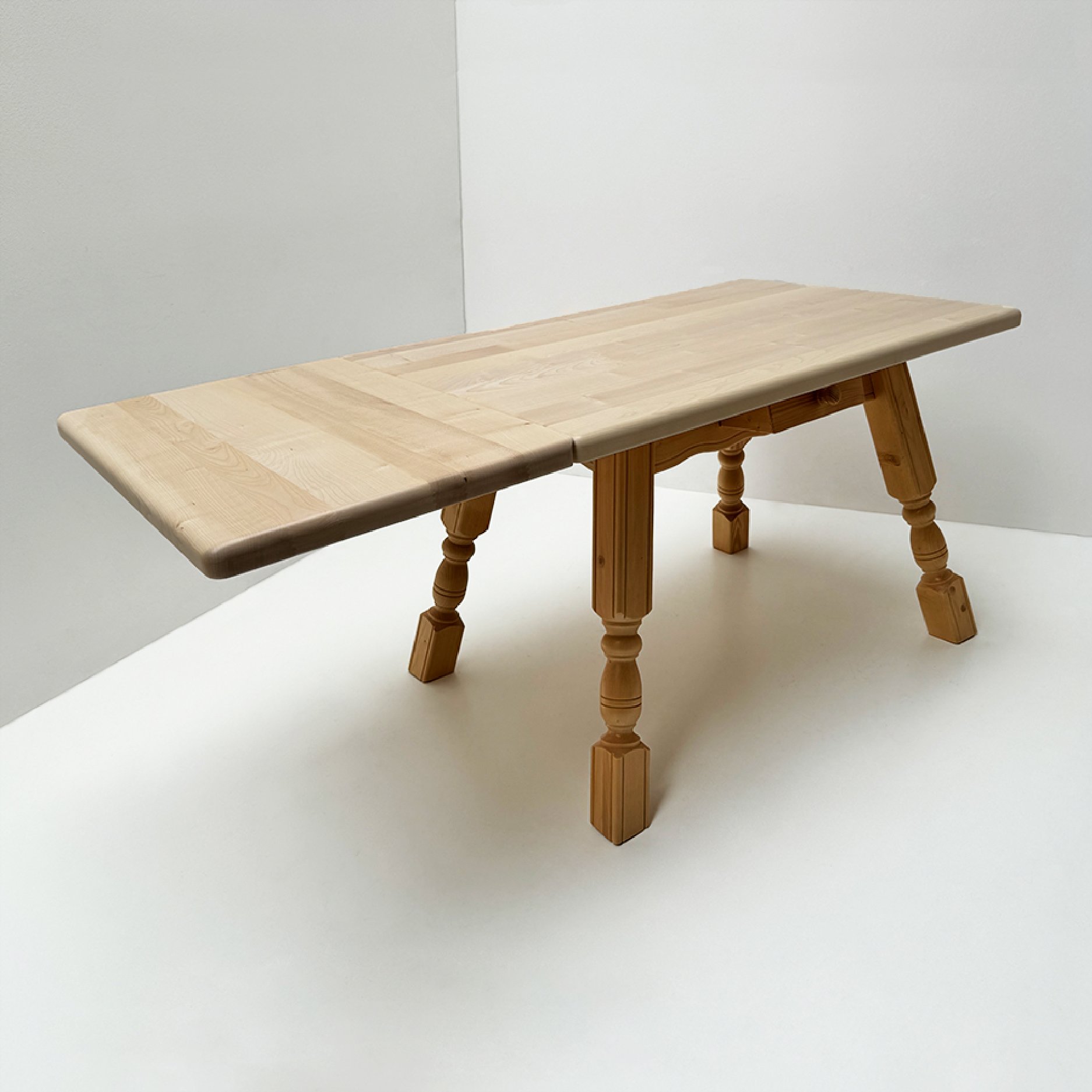 Vierfußtisch 4510 mit Schubladen, 120/80 cm, Ahornplatte, Ansteckplatte 50 cm