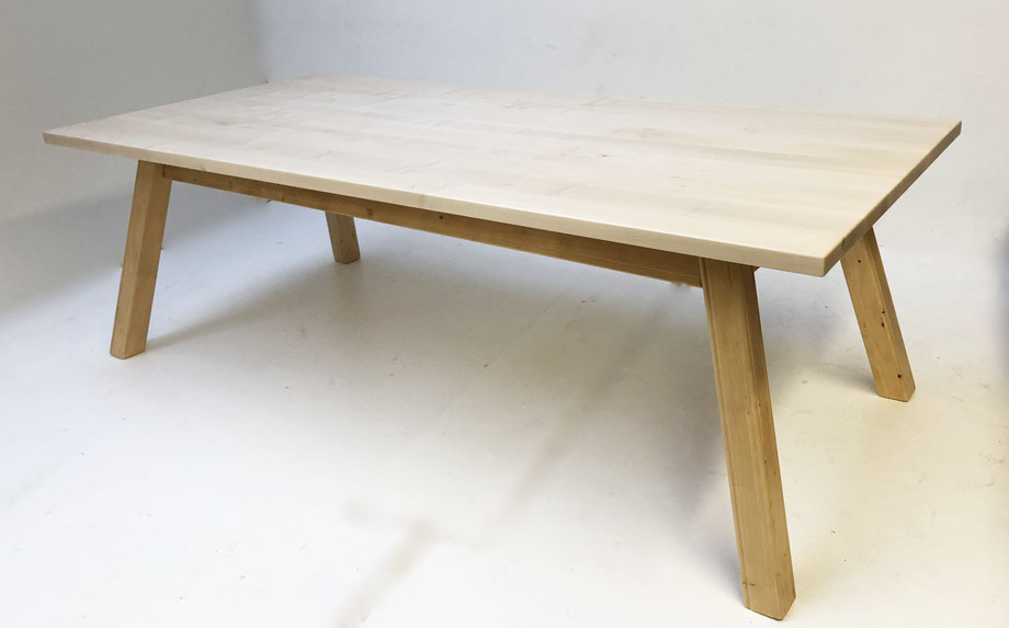 Vierfußtisch 4510, gerader Fuß, 110/240 cm, mit Schubladen, Ahornplatte, Profil R5