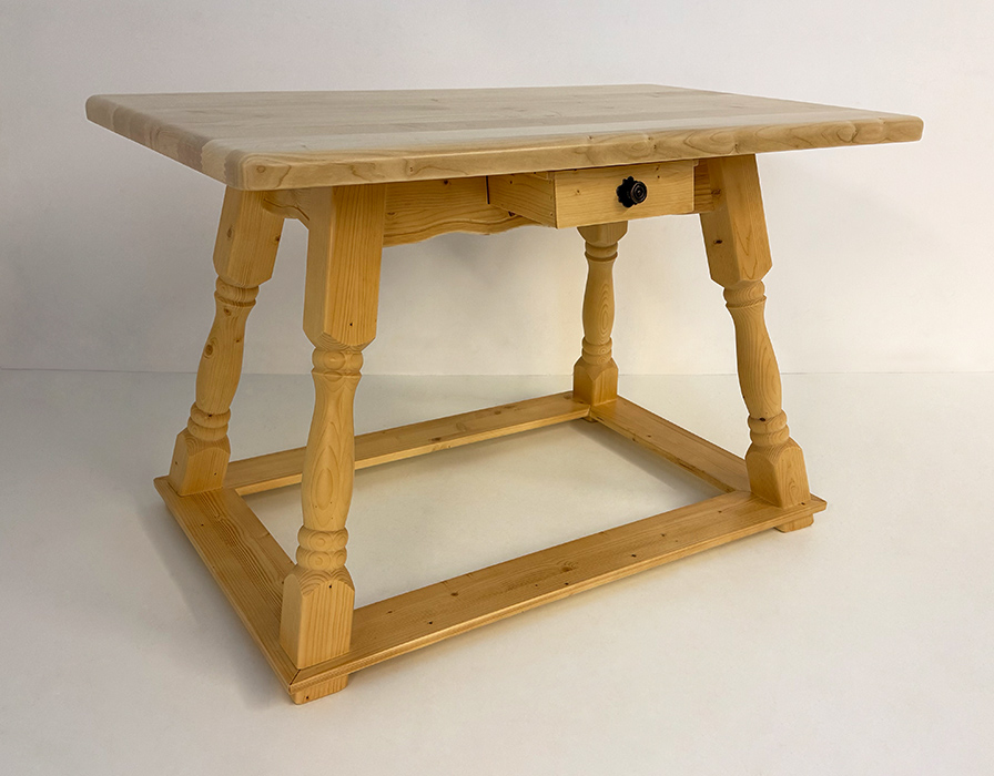 Jogl-Tisch 80/120 Amberg mit Schub mit Fußrahmen, Fichteplatte