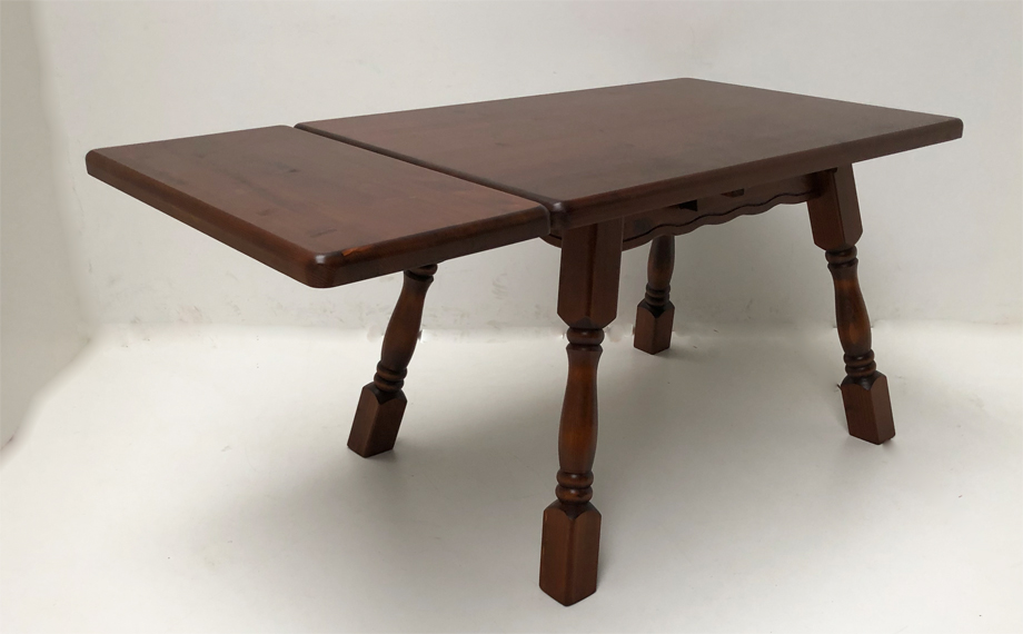 Vierfußtisch 4510 Amberg 120/80 mit Schubladen, Ansteckplatte 40 cm, Sonderton Kastanie 2211