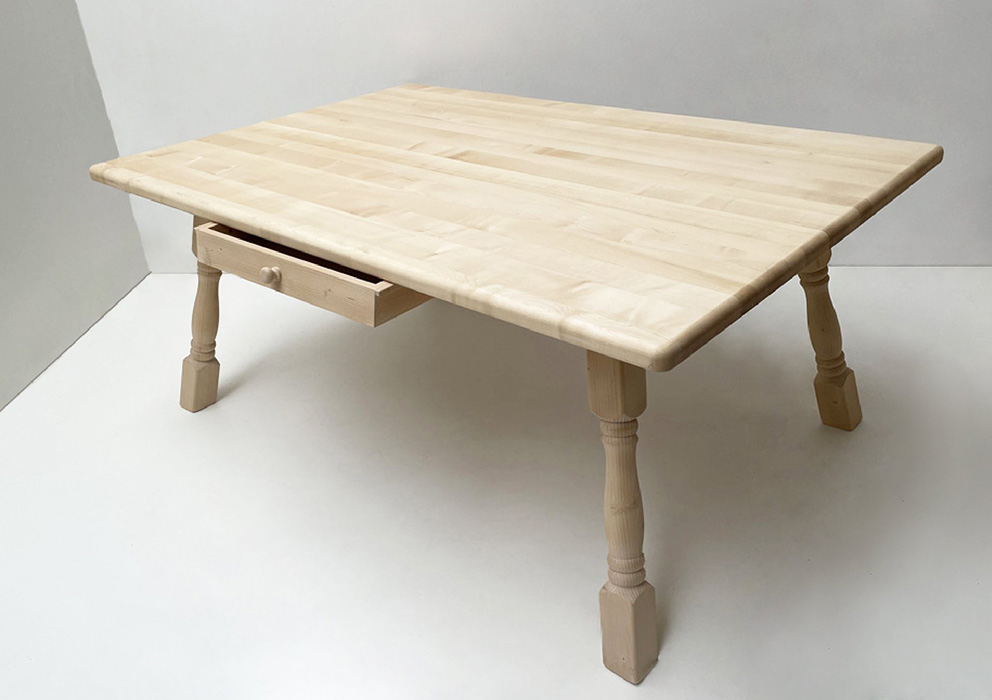 Tisch 4510-Amberg, Ahornplatte 120/180 , ohne Fußrahmen, das Sondermaß-Tischprogramm