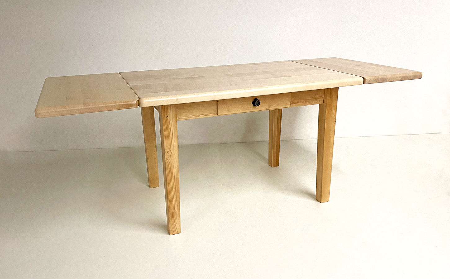 Vierfußtisch Nürnberg 80/120 Ahornplatte, 2 Ansteckplatten 40 cm