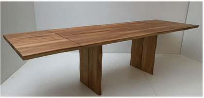 Baumtisch Tisch Oviedo 180/90 cm mit 2 Ansteckplatten 50 cm, Wildeiche geölt