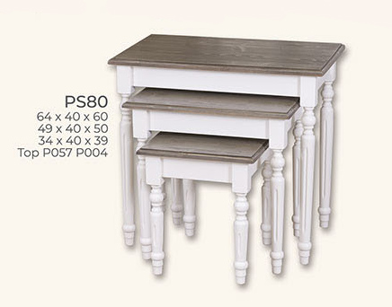 Beistelltisch, Tisch-Set best. aus 3 Tischchen, Kiefer massiv