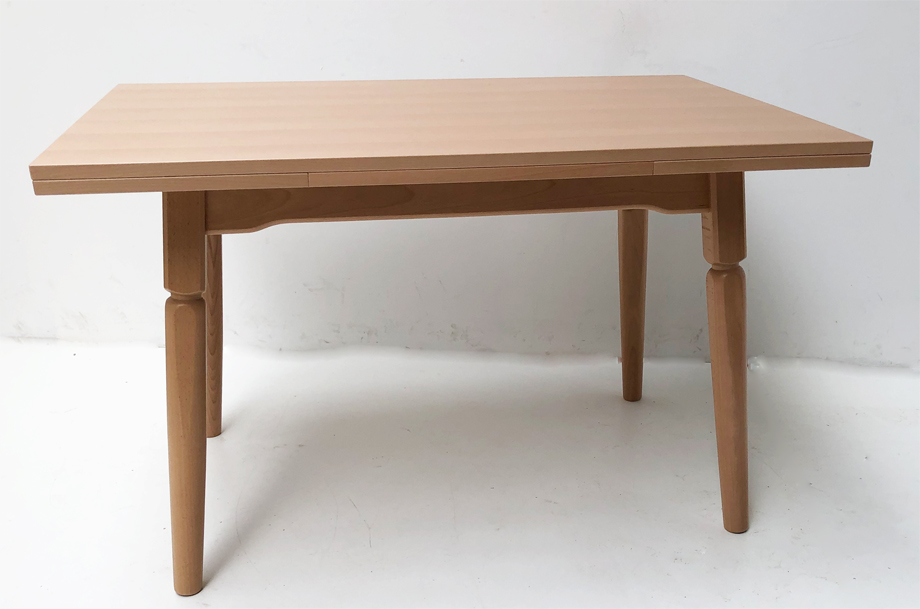 Vierfußtisch Modell 184 , 120(190)/70 cm, Altdeutscher Auszug, Buche Wachseffektlack