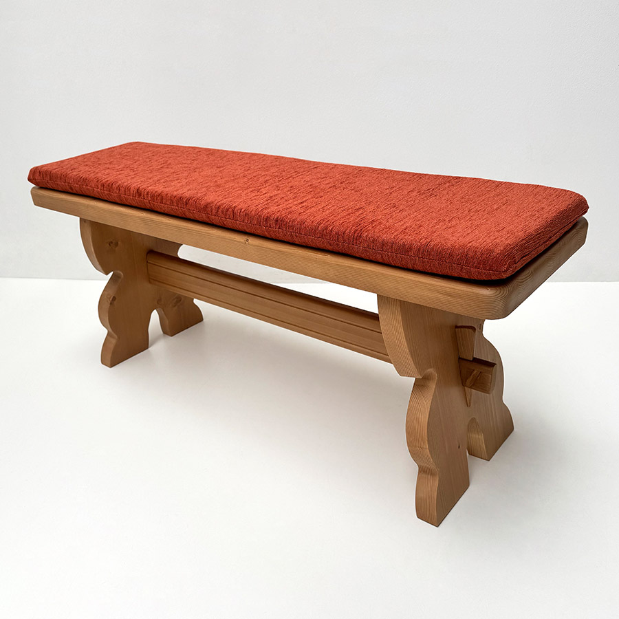 Vorbank Amberg Landau gross 115 cm, Hartwachs, inkl. genähtem Polster, Landshut rot