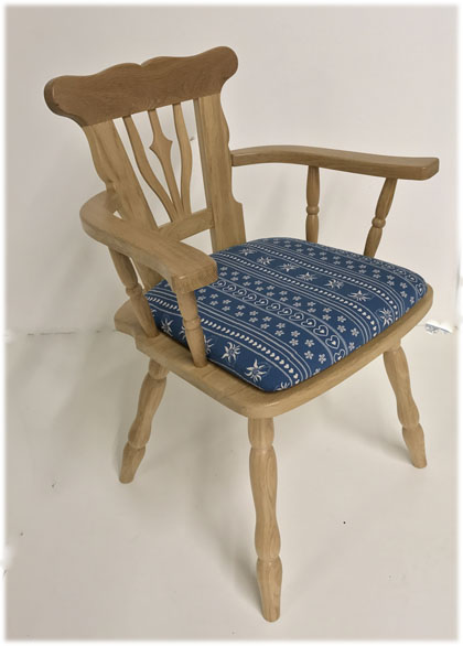 Bauernsessel Armlehnstuhl, Eiche , Polster Stoff AF-74854-3 blau