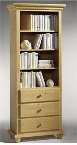Bücherregal Füssen Wertach schmal, 3 Schubladen