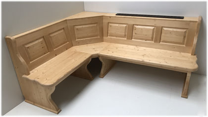 Eckbank Lindau 165/195, einseitige Ablagen- Wangenverbreiterung, Heizungsgitter