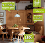 Eckbankgruppe LINDAU 165/195 cm, Fichte, Wandverkleidung