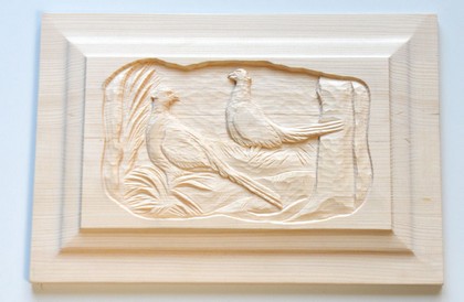 Füllung Kasette Geschnitzt Rebhühnermotiv